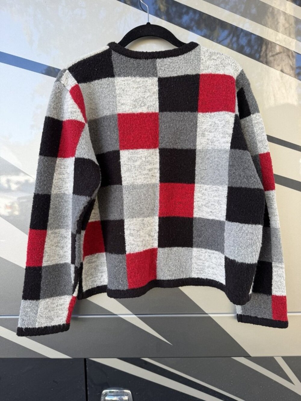 Vintage Y2K Christopher Banks colorblock buffalo plaid cottage cabin cardigan L - Picture 4 of 10